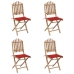 Set de comedor exterior plegable 5 piezas con cojines bambú
