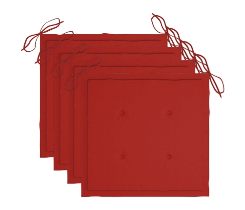 Set de comedor exterior plegable 5 piezas con cojines bambú