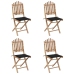 Set de comedor exterior plegable 5 piezas con cojines bambú