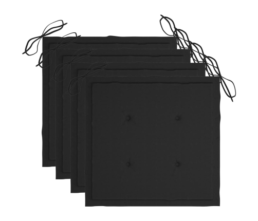 Set de comedor exterior plegable 5 piezas con cojines bambú