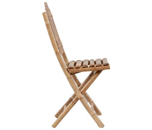 Set de comedor exterior plegable 5 piezas con cojines bambú