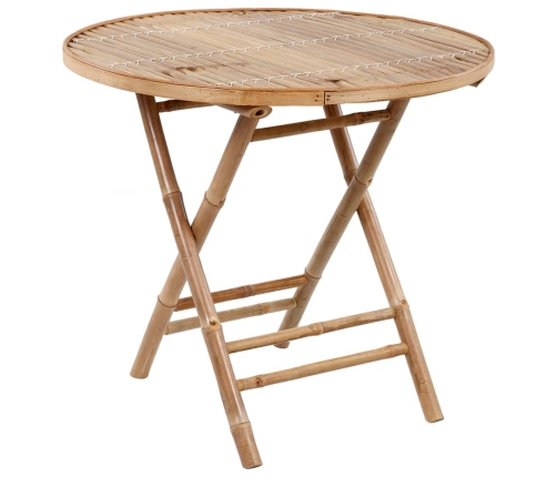 Set de comedor exterior plegable 5 piezas con cojines bambú