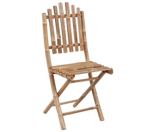 Set de comedor de jardín plegable con cojines 5 piezas bambú