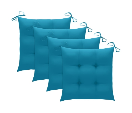 Set de comedor de jardín plegable con cojines 5 piezas bambú