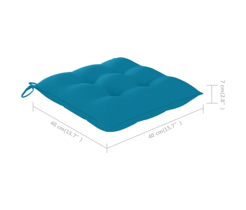 Set de comedor de jardín plegable con cojines 5 piezas bambú