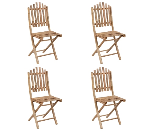 Set de comedor de jardín plegable 5 piezas con cojines bambú