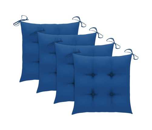 Set de comedor de jardín plegable 5 piezas con cojines bambú