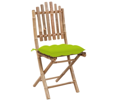 Set de comedor de jardín plegable 5 piezas con cojines bambú