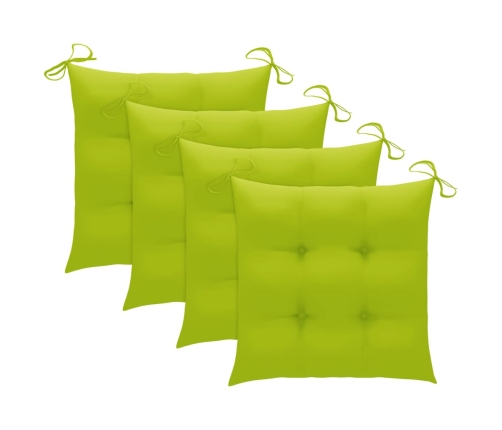 Set de comedor de jardín plegable 5 piezas con cojines bambú