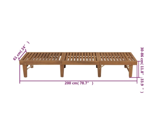 Tumbona plegable con cojín madera maciza de acacia