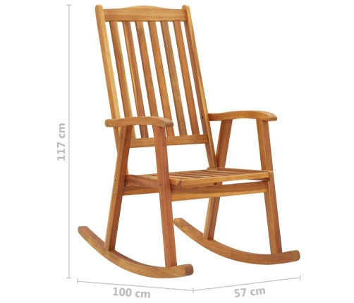 Silla mecedora con cojines madera maciza de acacia