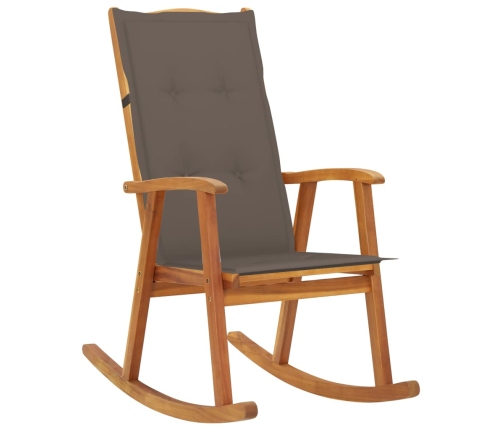 Silla mecedora con cojines madera maciza de acacia