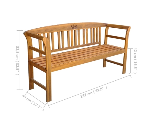 Banco de jardín con cojín madera acacia maciza 157 cm