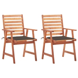 Sillas comedor de jardín y cojines 2 uds madera maciza acacia
