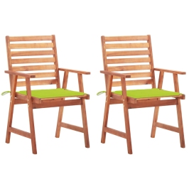 Sillas comedor de jardín 2 uds madera maciza acacia y cojines