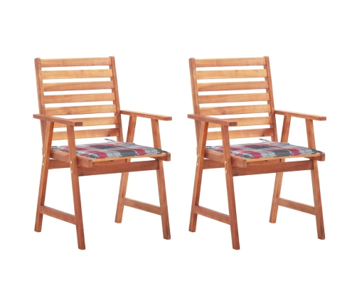 Sillas comedor de jardín 2 uds madera maciza acacia y cojines