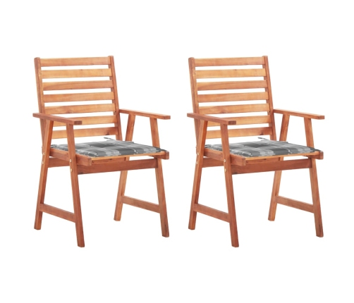 Sillas comedor de jardín 2 uds madera maciza acacia y cojines