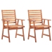 Sillas comedor de jardín 2 uds madera maciza acacia y cojines