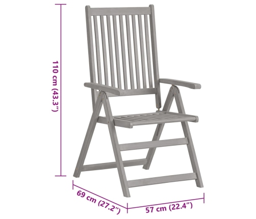 vidaXL Sillas reclinables jardín y cojines 2 uds madera maciza acacia