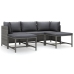 Set de muebles de jardín 5 pzas y cojines ratán sintético gris