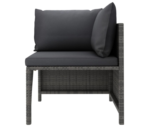 Set de muebles de jardín 5 pzas y cojines ratán sintético gris