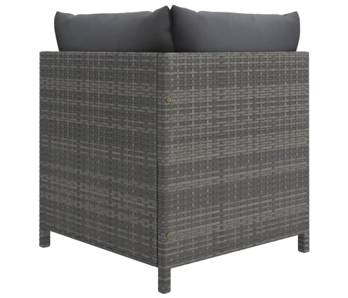 Set de muebles de jardín 5 pzas y cojines ratán sintético gris