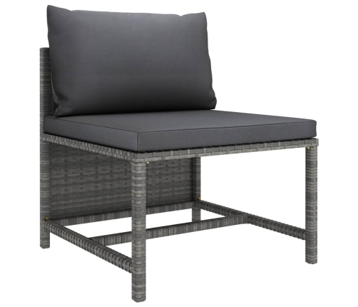 Set de muebles de jardín 5 pzas y cojines ratán sintético gris