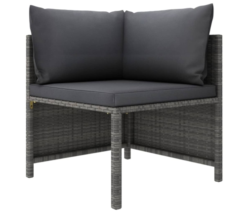 Set de muebles de jardín 6 pzas y cojines ratán sintético gris