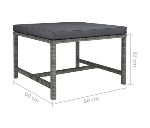 Set de muebles de jardín 6 pzas y cojines ratán sintético gris