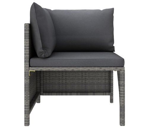 Set de muebles de jardín 6 pzas y cojines ratán sintético gris