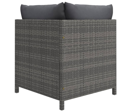 Set de muebles de jardín 6 pzas y cojines ratán sintético gris
