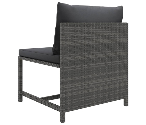 Set de muebles de jardín 6 pzas y cojines ratán sintético gris