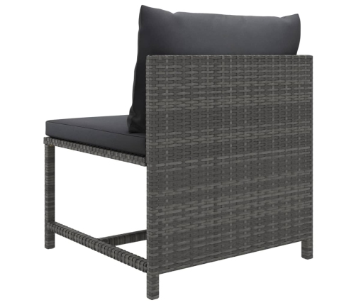 Set de muebles de jardín 9 pzas y cojines ratán sintético gris