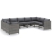 Set de muebles de jardín 9 pzas y cojines ratán sintético gris