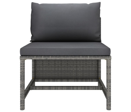 Set de muebles de jardín 9 pzas y cojines ratán sintético gris