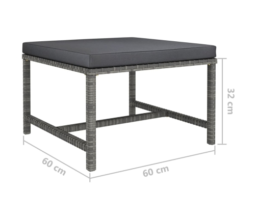Set de muebles de jardín 8 pzas y cojines ratán sintético gris