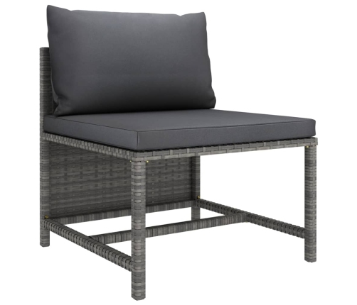 Set de muebles de jardín 8 pzas y cojines ratán sintético gris