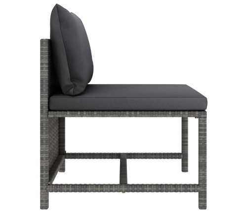 Set de muebles de jardín 8 pzas y cojines ratán sintético gris
