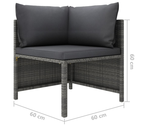 Set de muebles de jardín 8 pzas y cojines ratán sintético gris