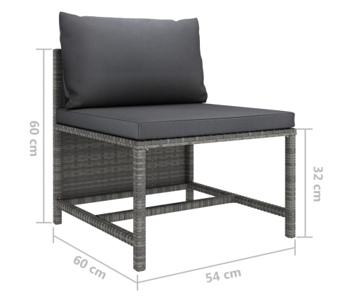 Set de muebles de jardín 8 pzas y cojines ratán sintético gris