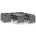 Set de muebles de jardín 9 pzas y cojines ratán sintético gris