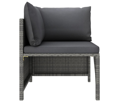 Set de muebles de jardín 9 pzas y cojines ratán sintético gris