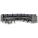 Set de muebles de jardín 9 pzas y cojines ratán sintético gris
