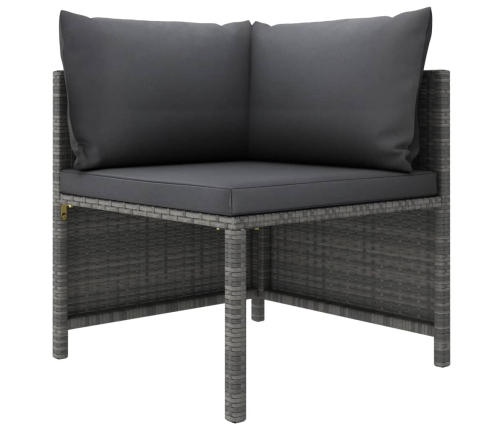Set de muebles de jardín 9 pzas y cojines ratán sintético gris