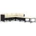 Set de muebles de jardín 6 pzas y cojines ratán sintético negro