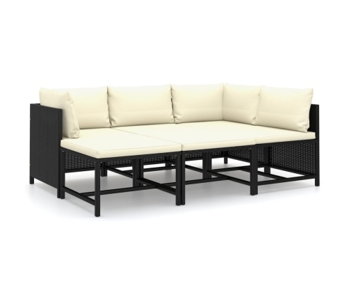Set de muebles de jardín 6 pzas y cojines ratán sintético negro