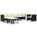 Set de muebles de jardín 7 pzas y cojines ratán sintético negro