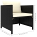 Set de muebles de jardín 7 pzas y cojines ratán sintético negro