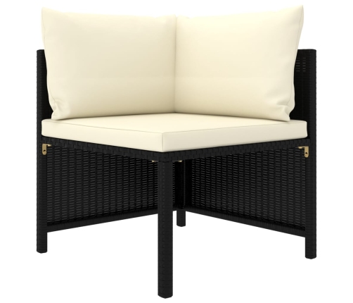 Set de muebles de jardín 6 pzas y cojines ratán sintético negro