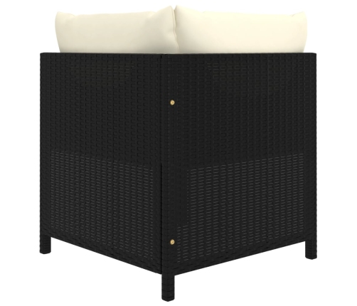 Set de muebles de jardín 6 pzas y cojines ratán sintético negro